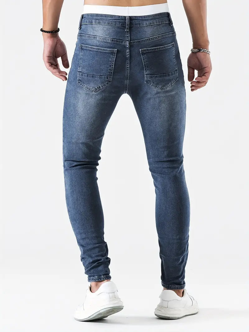 Men's Skinny Jeans with Distressing | Aged Look