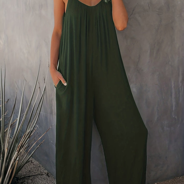 Women's Jumpsuit with Thin Straps | Wide Legs