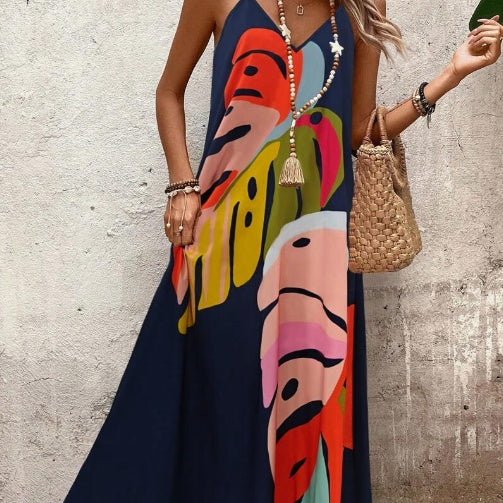 Vestido de Verão Feminino Abstrato | Maxi