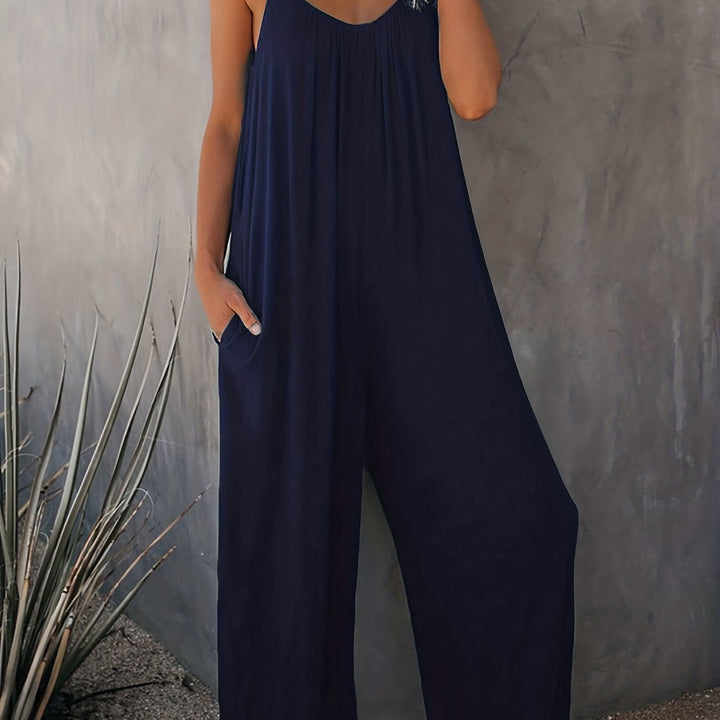 Women's Jumpsuit with Thin Straps | Wide Legs