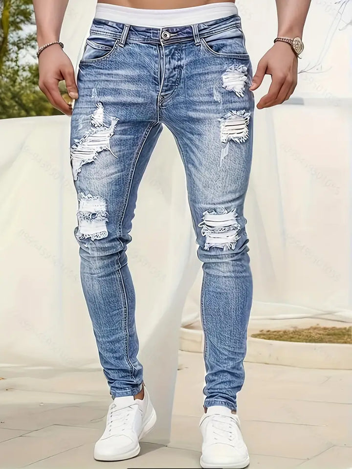 Men's Skinny Jeans with Distressing | Aged Look