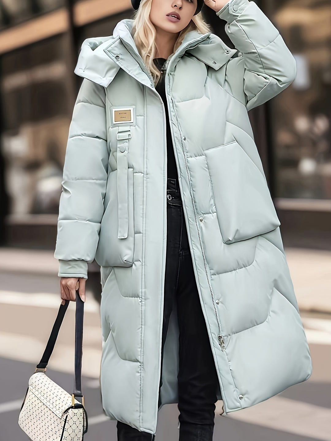 Damen Langer Wintermantel | Steppung