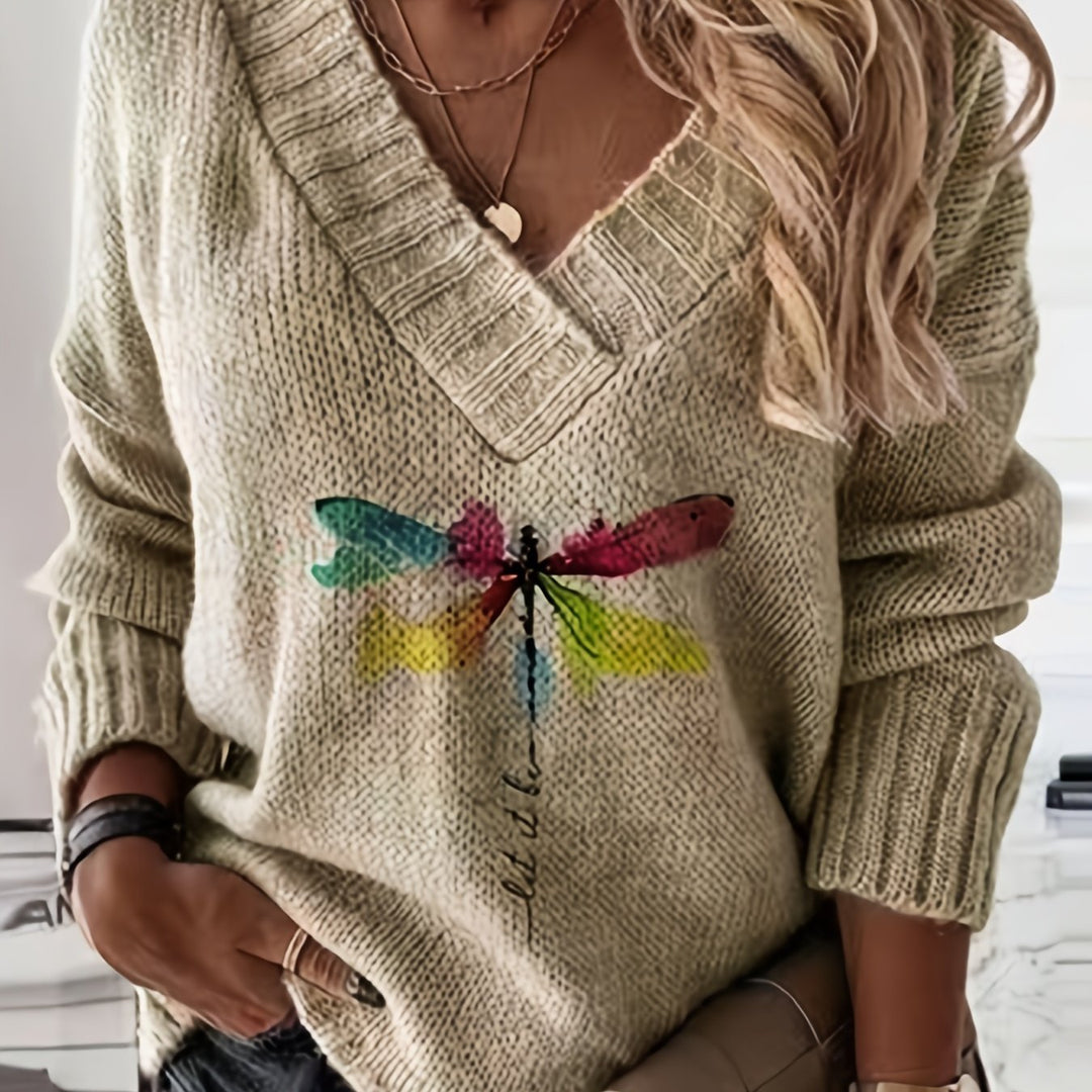 Damen Winter Strickpullover | V-Ausschnitt