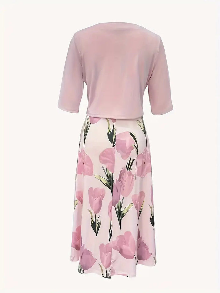 Damen Lagen-Kleid Mit Blumenmuster | Midi