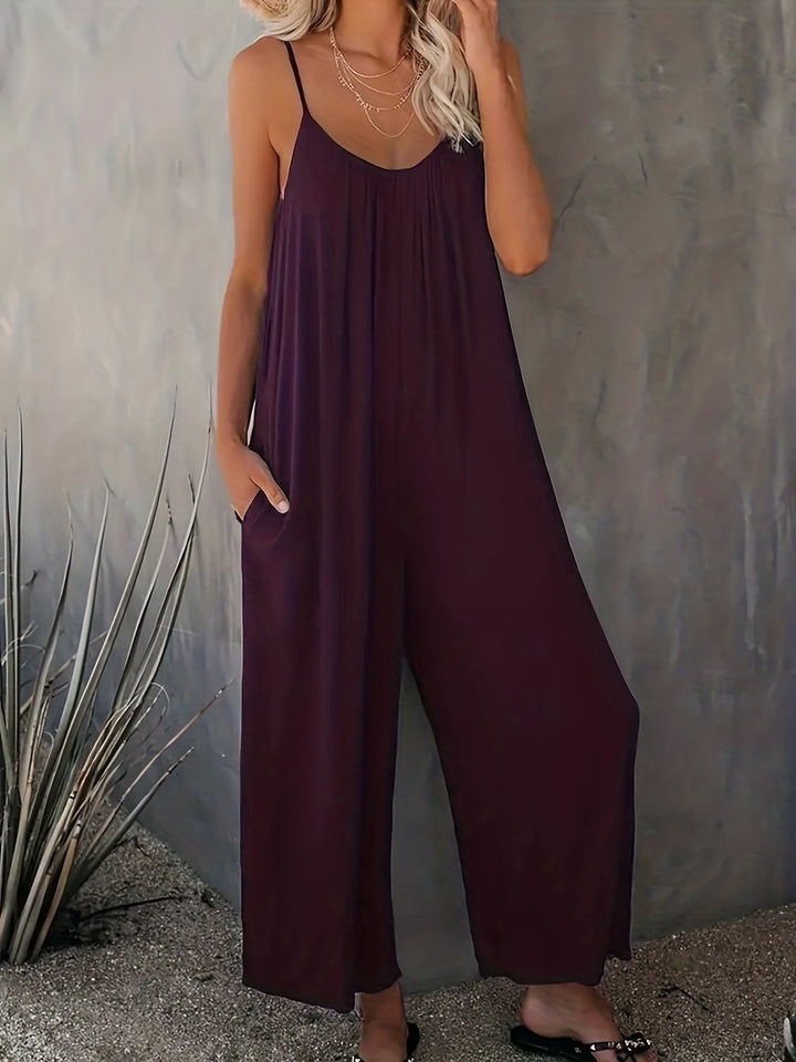 Women's Jumpsuit with Thin Straps | Wide Legs
