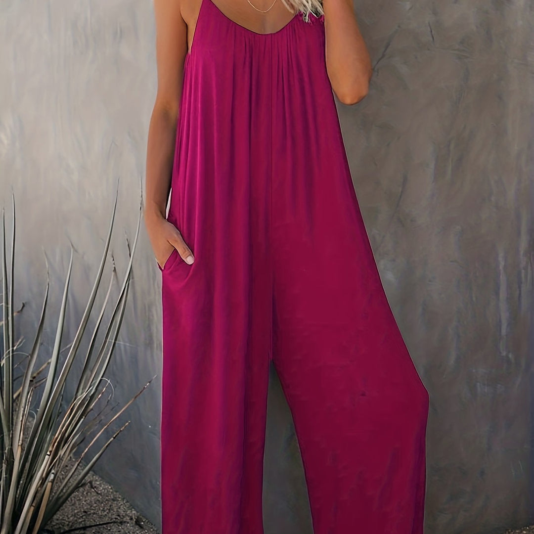 Women's Jumpsuit with Thin Straps | Wide Legs