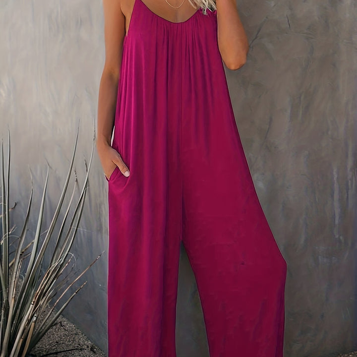 Women's Jumpsuit with Thin Straps | Wide Legs