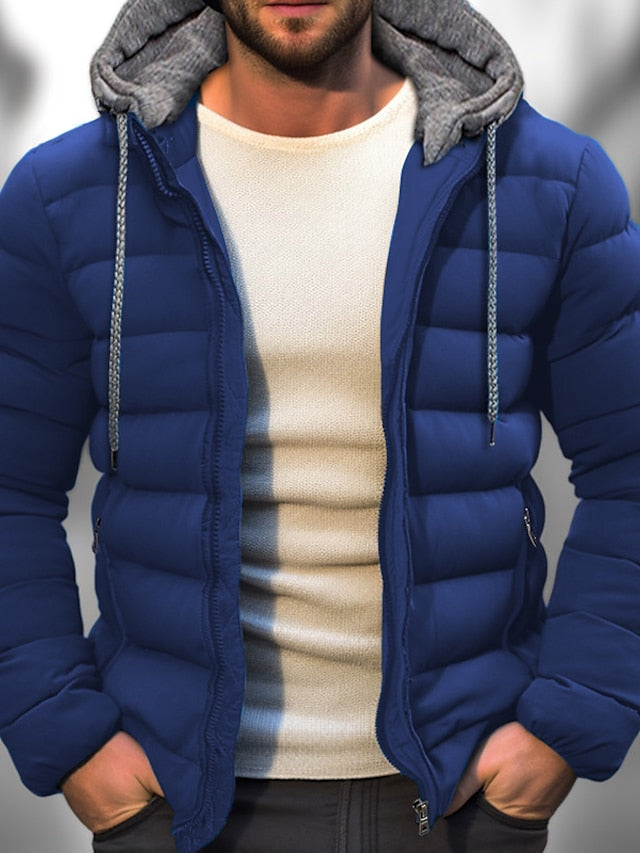 Herren gesteppte Jacke mit Kapuze | Reißverschluss