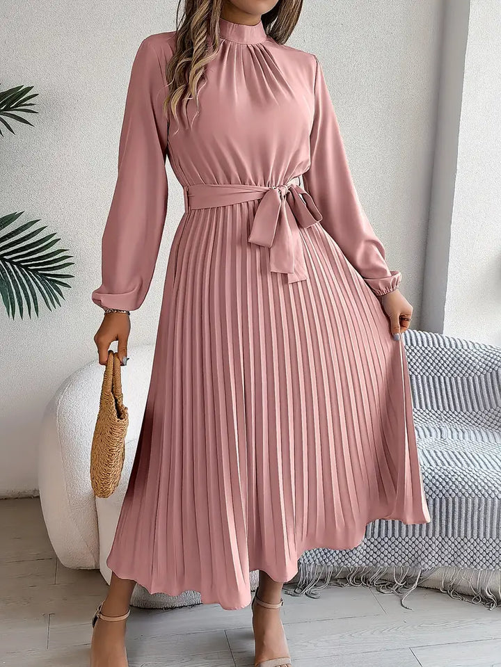 Damen Plissiertes Elegantes Kleid | Midi