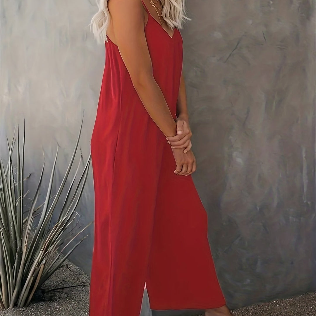 Women's Jumpsuit with Thin Straps | Wide Legs