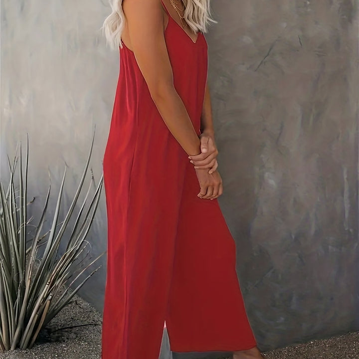 Women's Jumpsuit with Thin Straps | Wide Legs