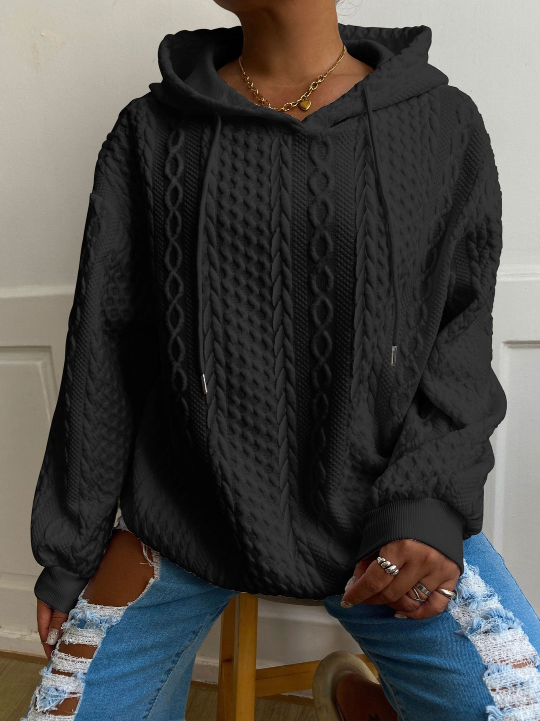Damen Winter Strickjacke | Mit Kordelzug