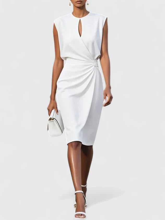 Damen gerafftes Abendkleid | Midi