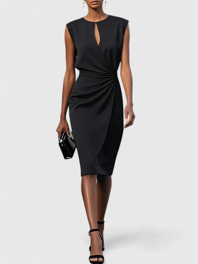 Damen gerafftes Abendkleid | Midi