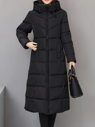 Damska Długi Płaszcz Zimowa | Kapturem