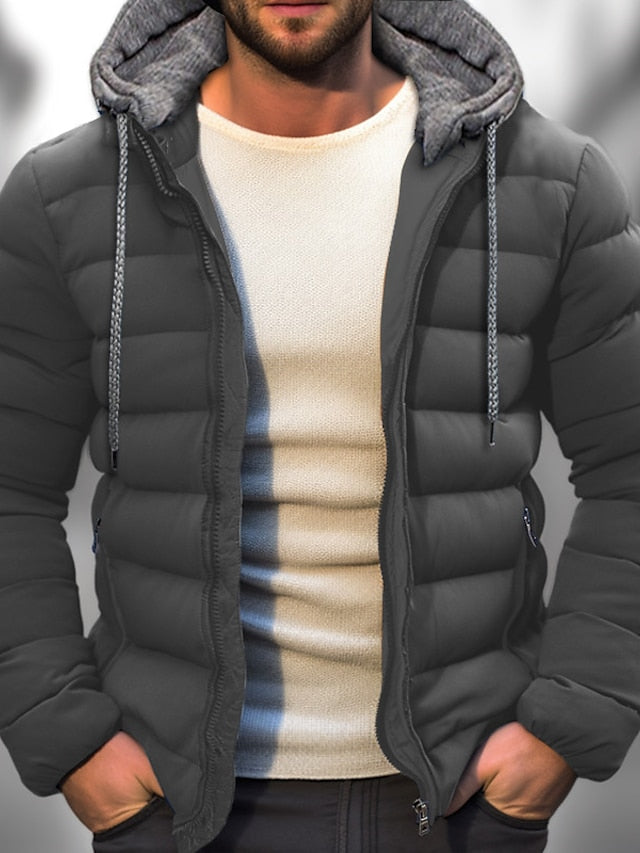 Herren gesteppte Jacke mit Kapuze | Reißverschluss