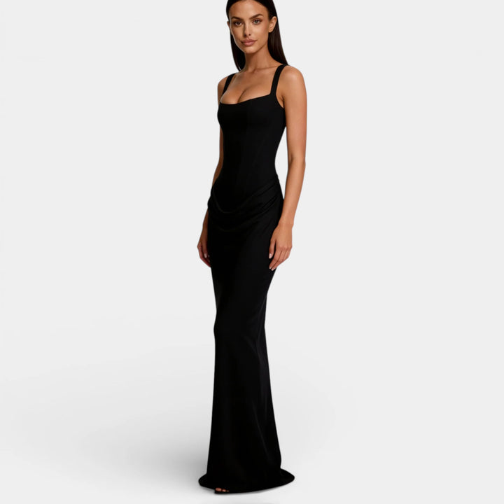 Vestido Feminino Maxi Justo | Decote Quadrado