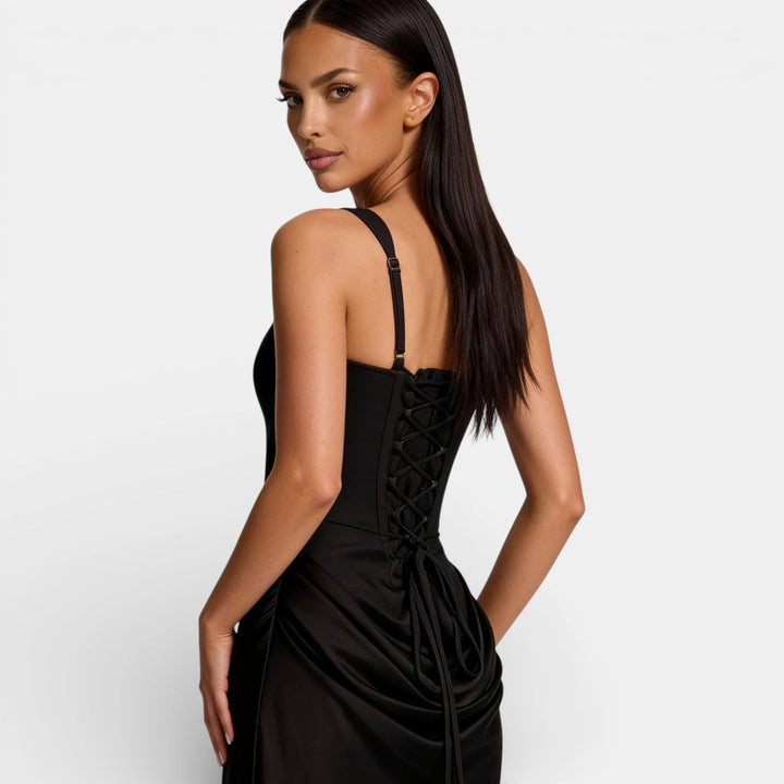 Vestido Feminino Maxi Justo | Decote Quadrado