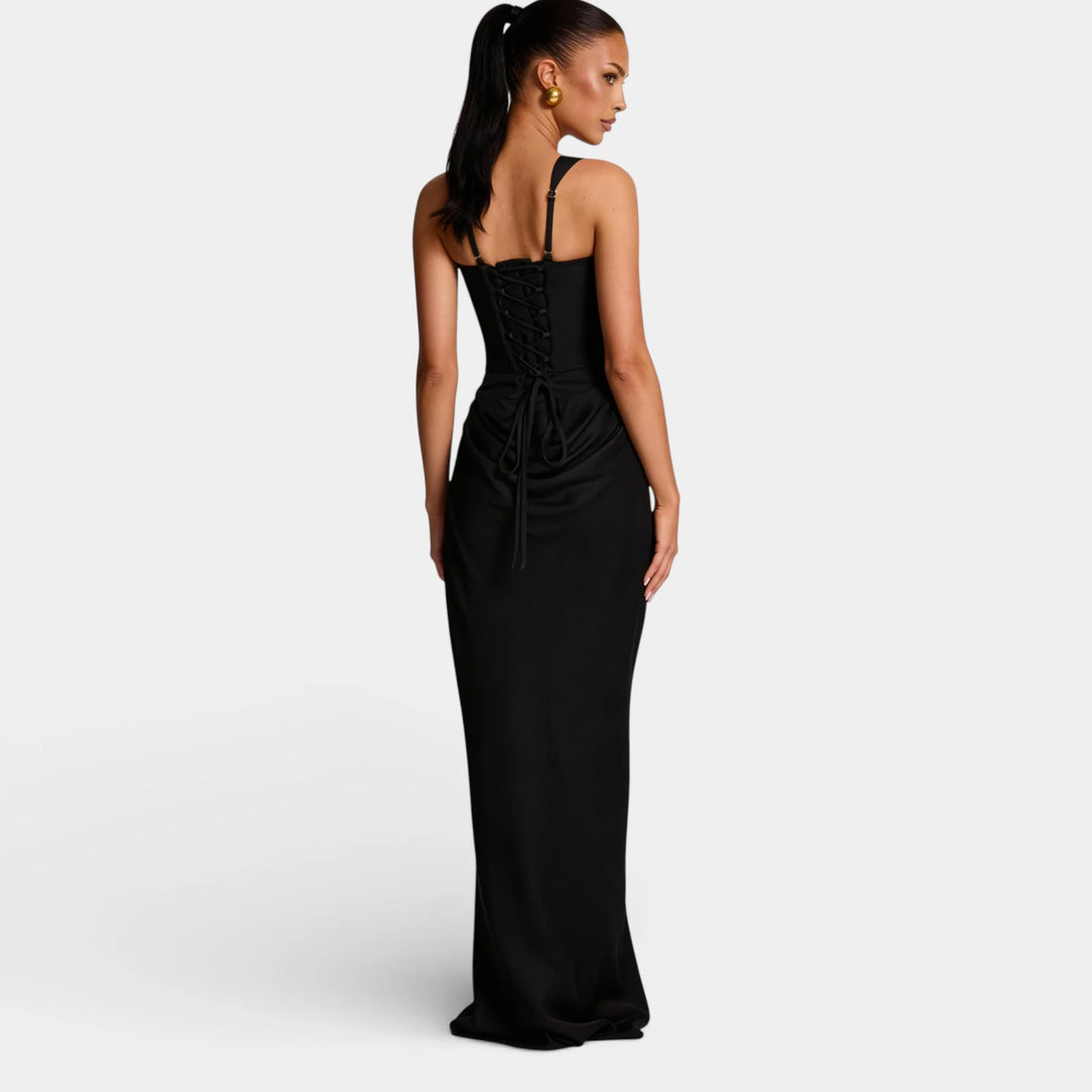 Vestido Feminino Maxi Justo | Decote Quadrado