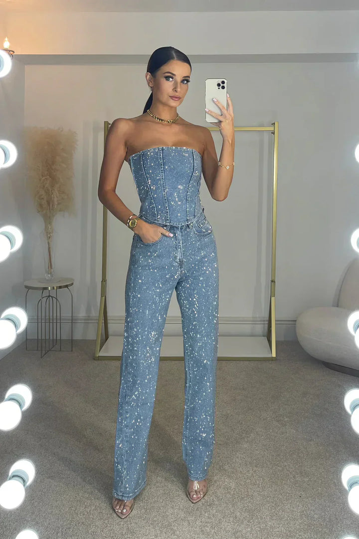 Women's Strapless Jumpsuit | Wide Legs