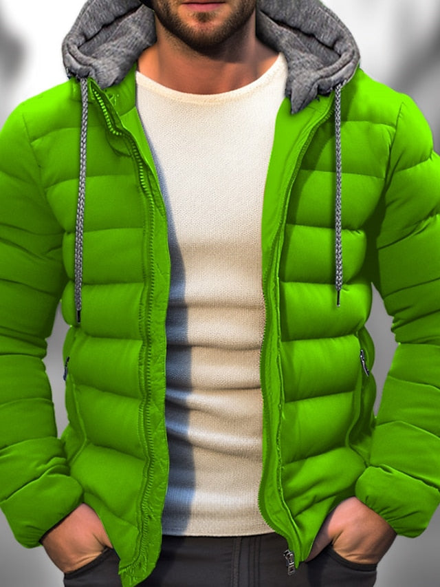Herren gesteppte Jacke mit Kapuze | Reißverschluss