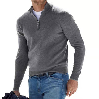 Męski sweter casualowy | Z zamkiem do połowy