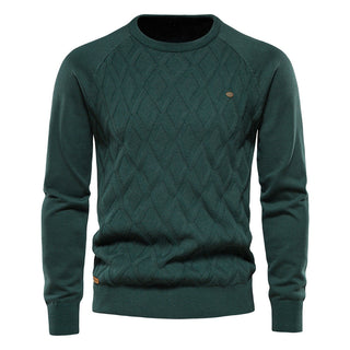 Męski sweter z dzianiny w romby | Okrągły dekolt