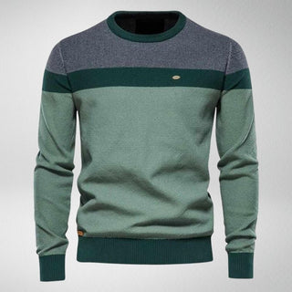Męski Sweter z Kolorowym Blokiem | Okrągły Dekolt