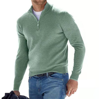 Męski sweter casualowy | Z zamkiem do połowy