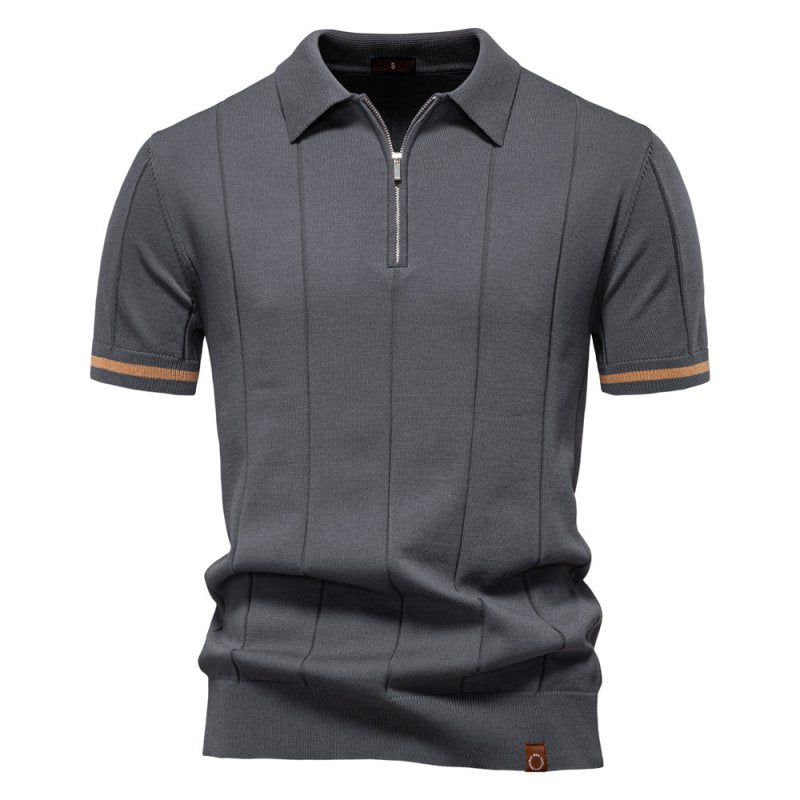 Camiseta Polo Masculina Casual com Zíper | Verão