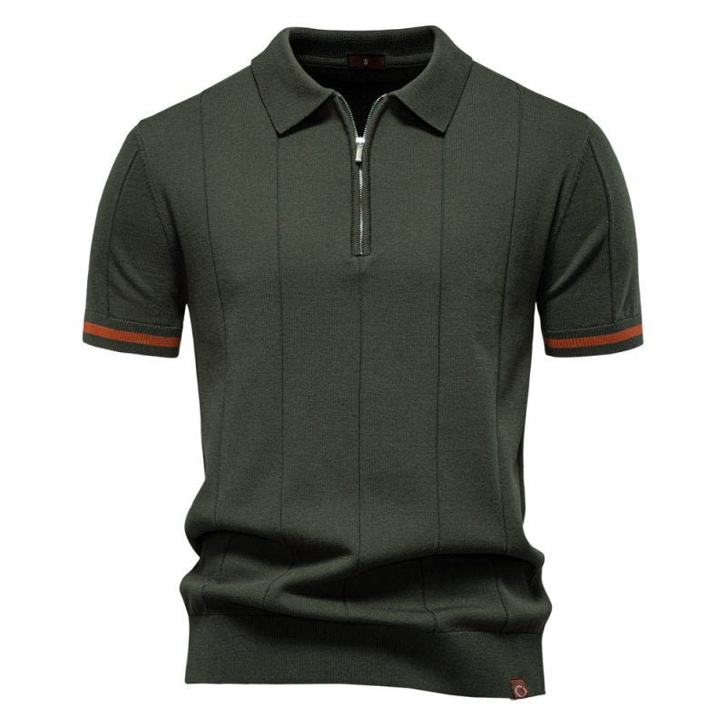 Camiseta Polo Masculina Casual com Zíper | Verão