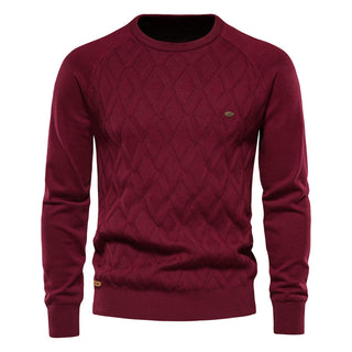Męski sweter z dzianiny w romby | Okrągły dekolt