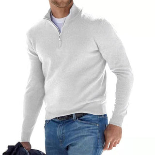 Męski sweter casualowy | Z zamkiem do połowy
