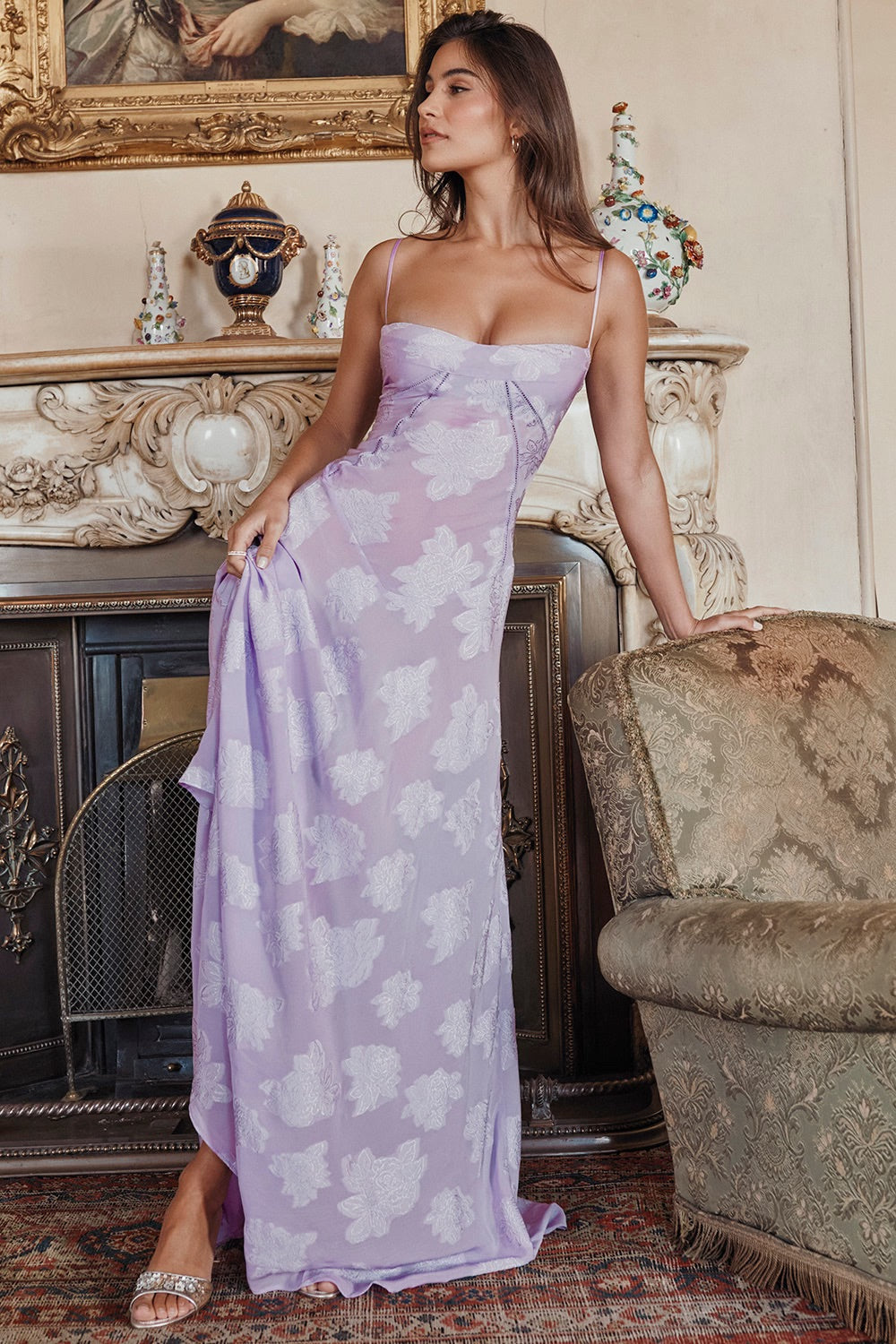 Damen Figurformendes Kleid mit Blumenmuster | Maxi