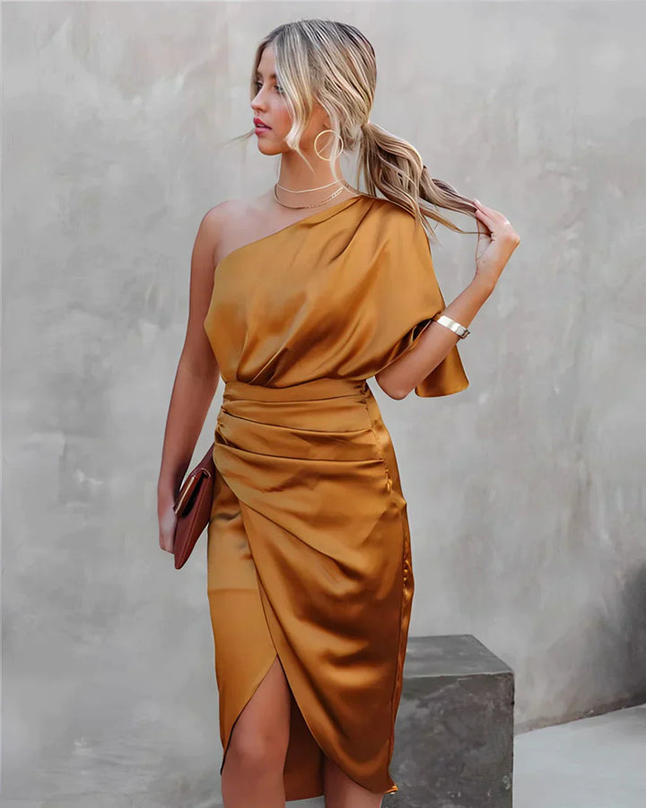 Damen Kleid Ein-Schulter | Midi