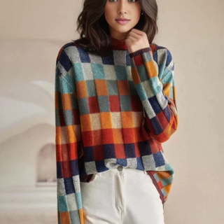 Damska sweter w kratę | Dzianina codzienna