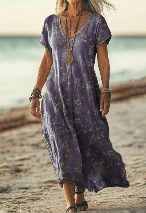Damen Sommerkleid mit Kurzarm | Midi