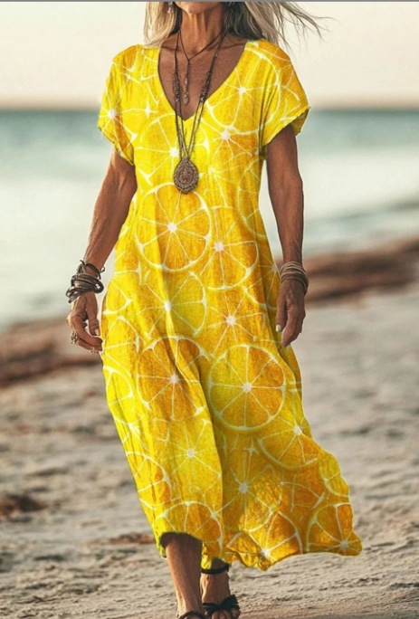 Damen Sommerkleid mit Kurzarm | Midi