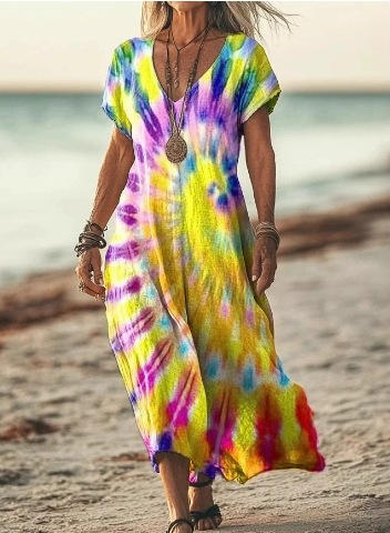 Damen Sommerkleid mit Kurzarm | Midi