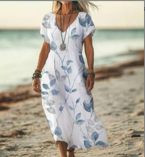 Damen Sommerkleid mit Kurzarm | Midi