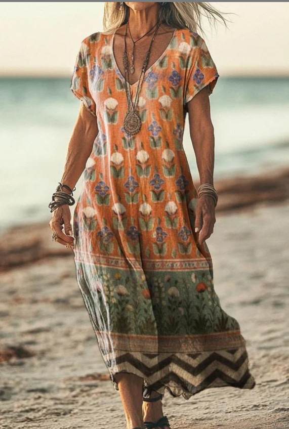 Damen Sommerkleid mit Kurzarm | Midi