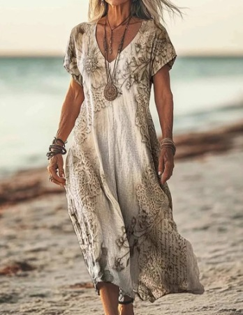 Damen Sommerkleid mit Kurzarm | Midi