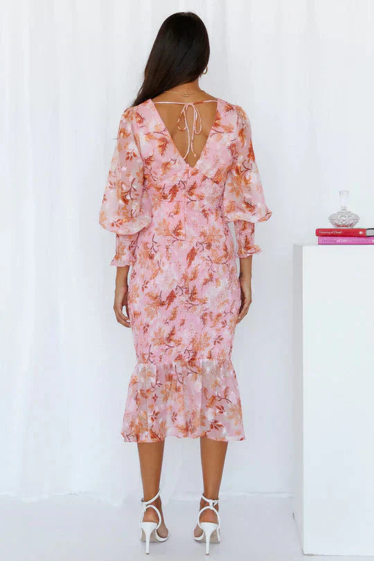 Damen Cocktailkleid mit Blumenmuster | Midi