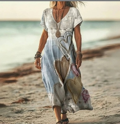 Damen Sommerkleid mit Kurzarm | Midi