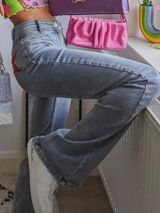 Damskie Jeansy Slim Fit z Rozszerzanym Dołem | Wysoki Tali