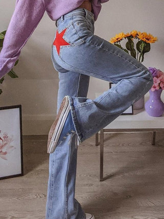 Damskie Jeansy Slim Fit z Rozszerzanym Dołem | Wysoki Tali