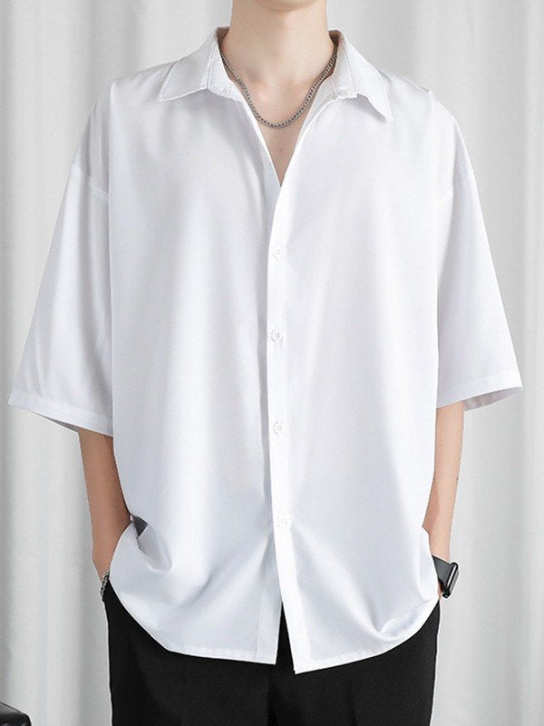 Herren Oversized Kurzarmhemd zum Knöpfen
