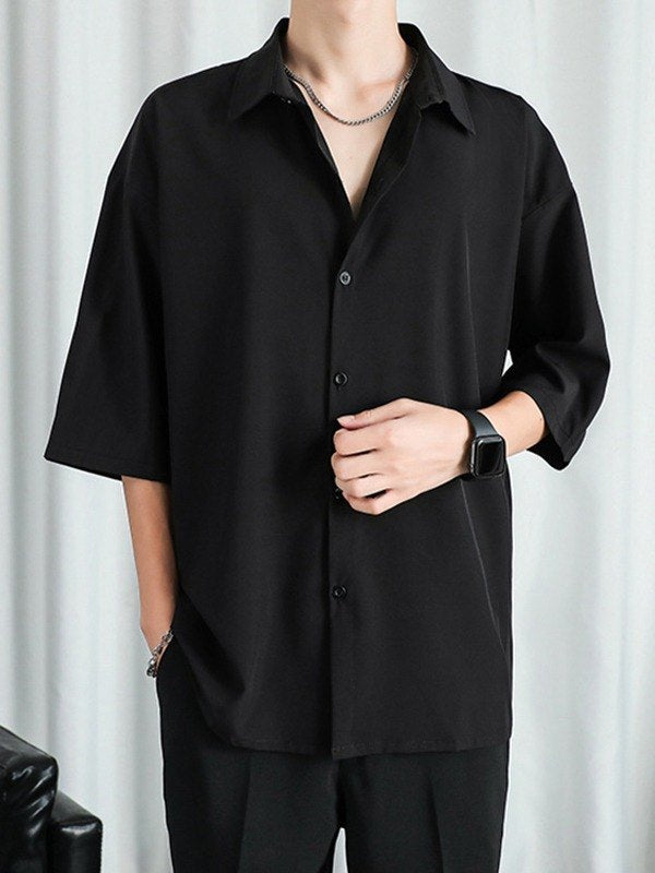 Herren Oversized Kurzarmhemd zum Knöpfen