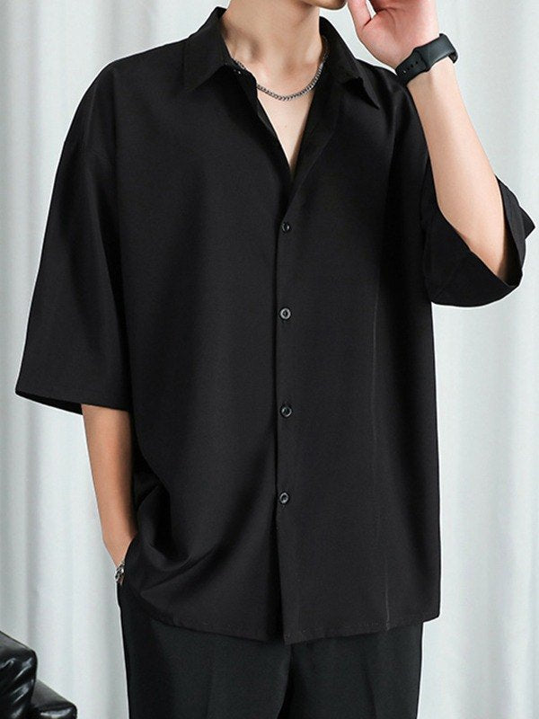 Herren Oversized Kurzarmhemd zum Knöpfen
