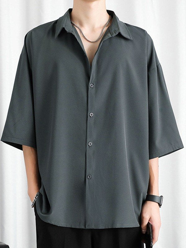 Herren Oversized Kurzarmhemd zum Knöpfen